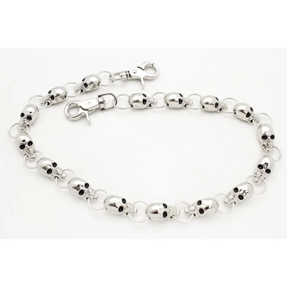 New Men Women Silver Key Wallet Chain Ring Long Skeleton Skull Charms Punk Rock